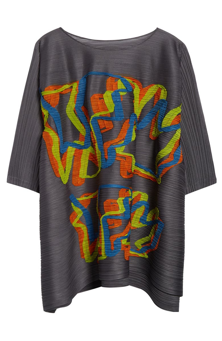 Pleats Please Issey Miyake Mix Pleated Tunic, Alternate, color, Gray