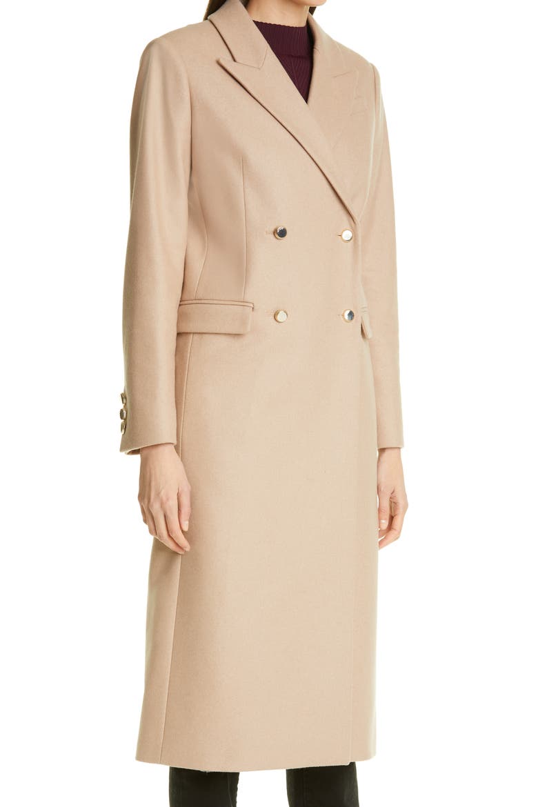 Yecara Double Breasted Wool Blend Coat, Alternate, color, CAMEL