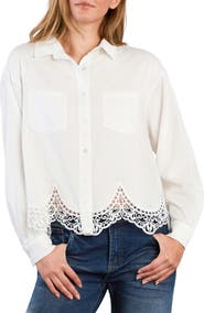 Wash Lab Denim The Golden Hour Lace Boxy Shirt
