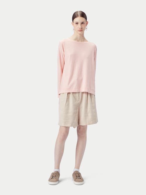 Gobi Mongolian Cashmere Boatneck Cotton Silk Cashmere Sweater In Primrose Pink
