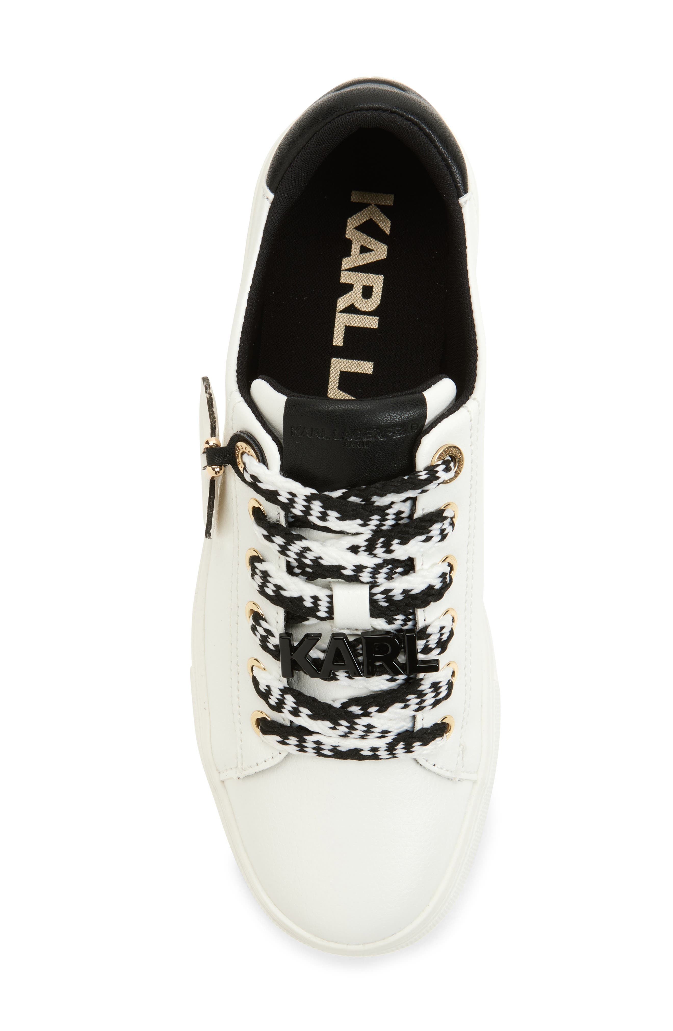 KARL LAGERFELD PARIS Capree Karl Choupette Low Top Sneaker, Alternate, color, Bright White/ Black