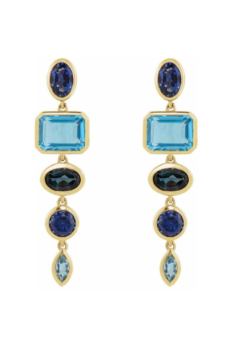 Sapphire & Topaz Dangle Earrings in 14K Gold, Alternate, color, Gold