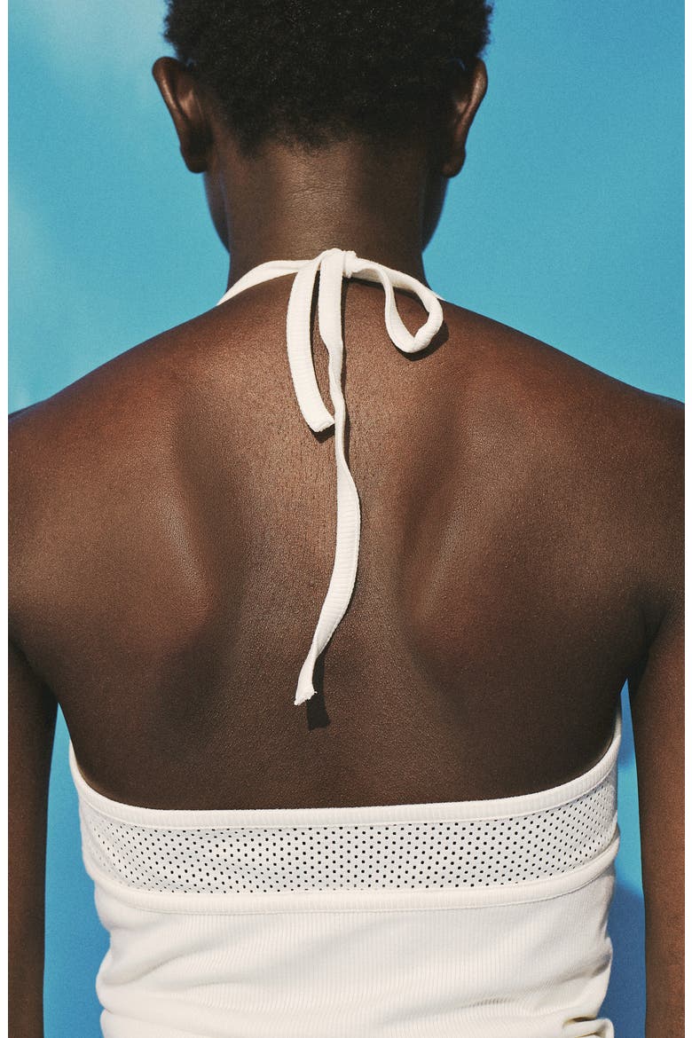 Mesh Bodice Halter Top, Alternate, color, OFF WHITE