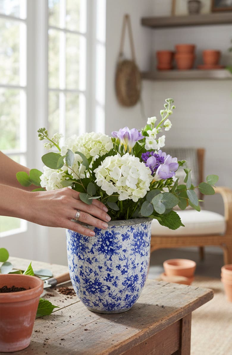 A & B Home Lilibeth Tall Planter, Alternate, color, Blue