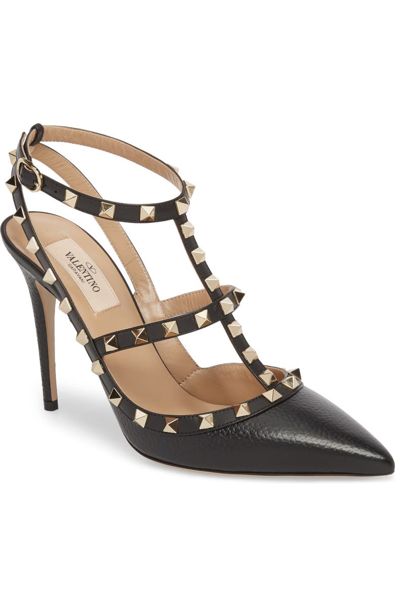 Valentino Garavani Rockstud T-Strap Pointed Toe Pump, Main, color,
