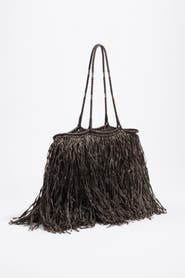 Bimba y Lola Large Raffia-Effect Shopper Bag