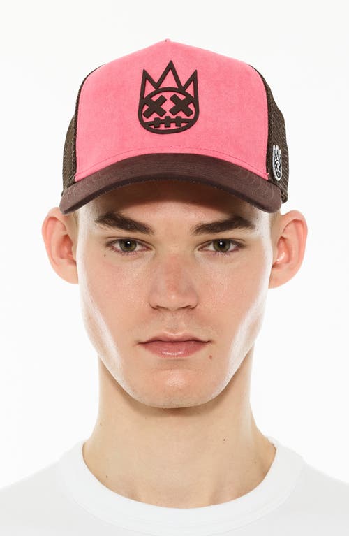 Cult Of Individuality Logo Mesh Back Suede Trucker Hat In Pink
