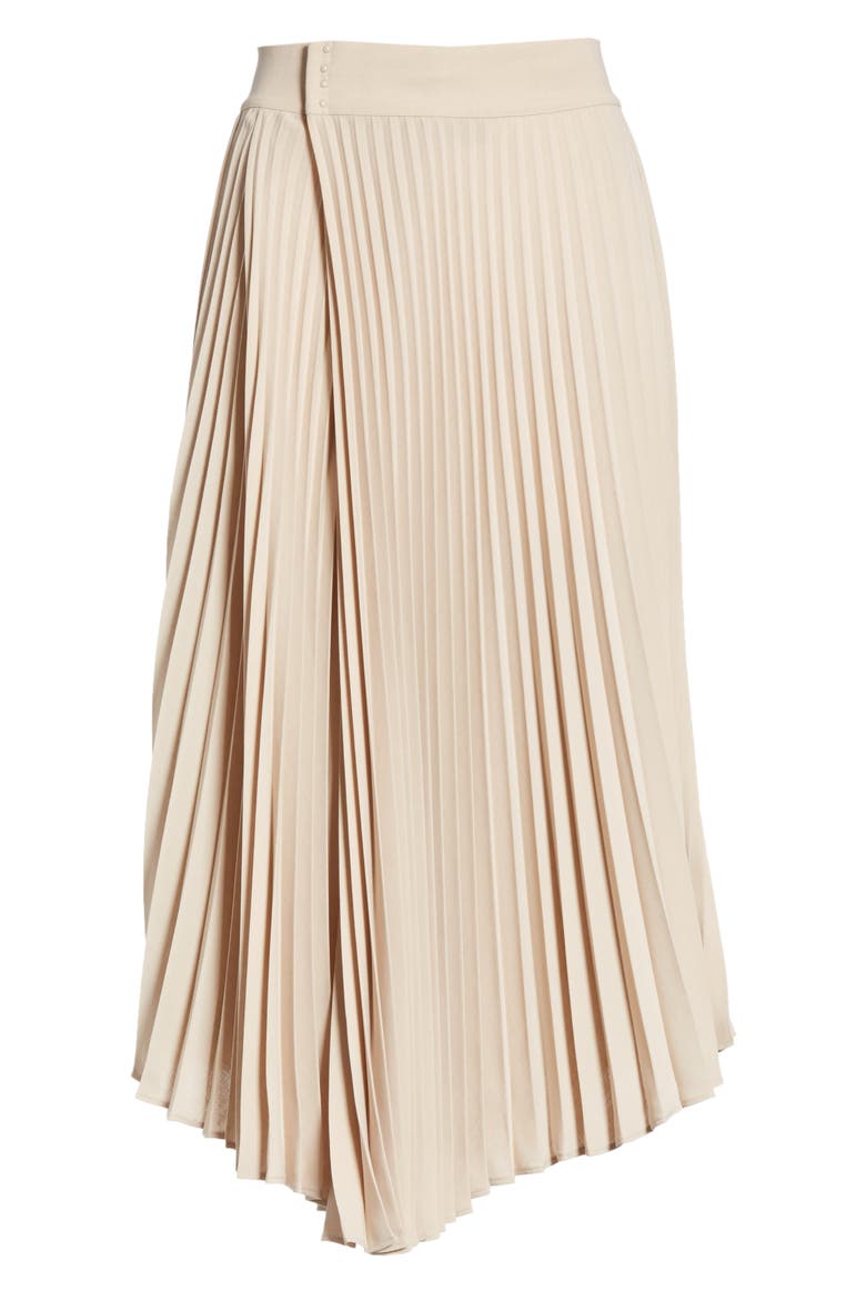 Asymmetric Hem Pleated Skirt, Alternate, color, STONEWARE