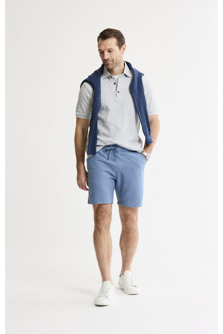 Linen Blend Drawstring Shorts, Alternate, color, Horizon Blue