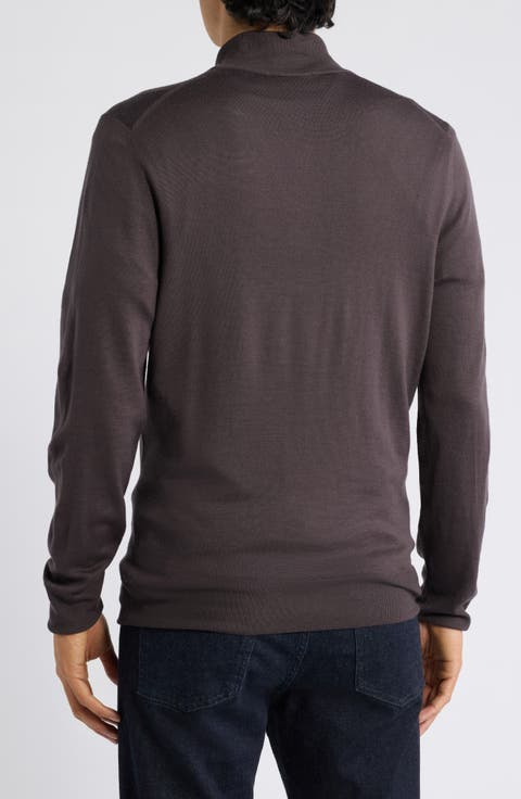Regular Fit Quarter Zip Wool Sweater