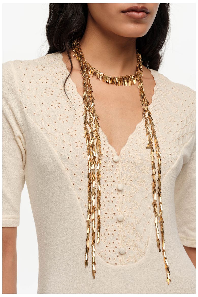 Metal Chain Necklace With Fringe, Alternate, color, GOLD