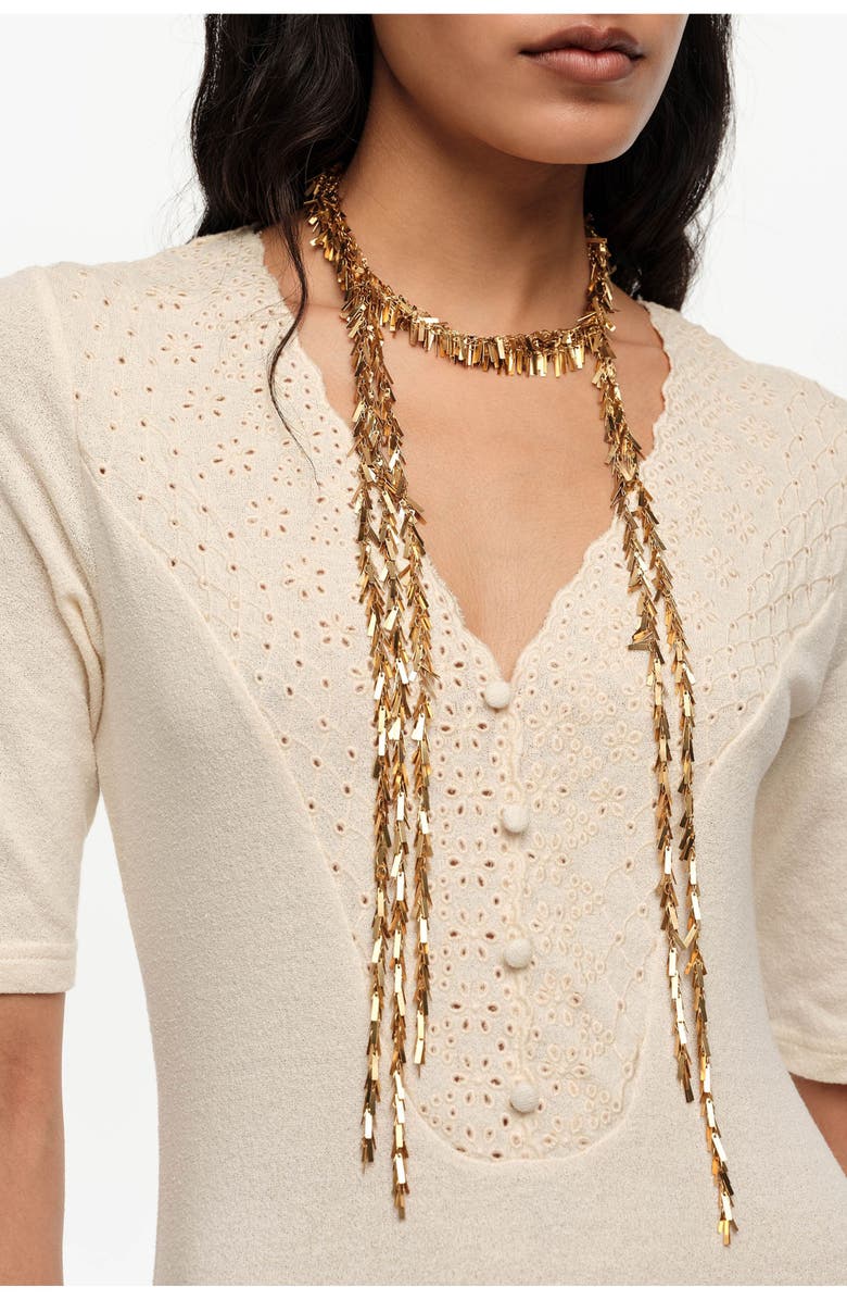 Bimba y Lola Metal Chain Necklace With Fringe, Alternate, color, Gold