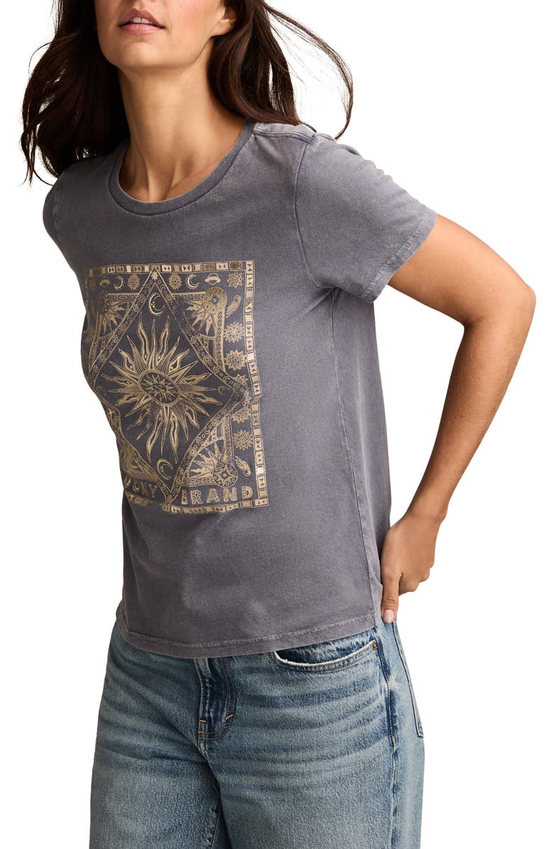 Lucky Brand Celestial Frame Metallic Graphic T-Shirt, Alternate, color, 