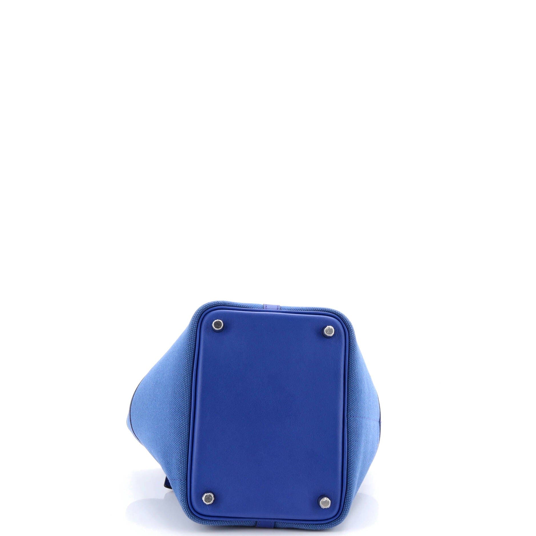 Pre-Owned Hermes Cargo Picotin Lock Bag Canvas and Swift PM, Alternate, color, Bleu France