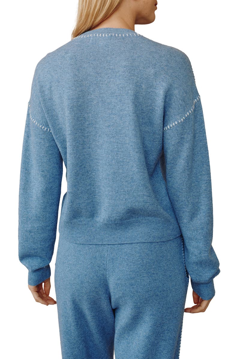Bella Dahl Whipstitch Crewneck Sweater, Alternate, color, Heather Blue