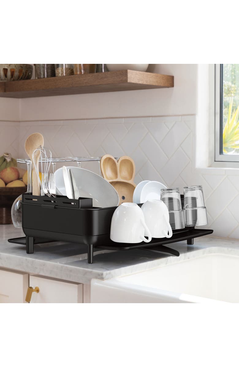 simplehuman steel frame dishrack, Alternate, color, Matte Black