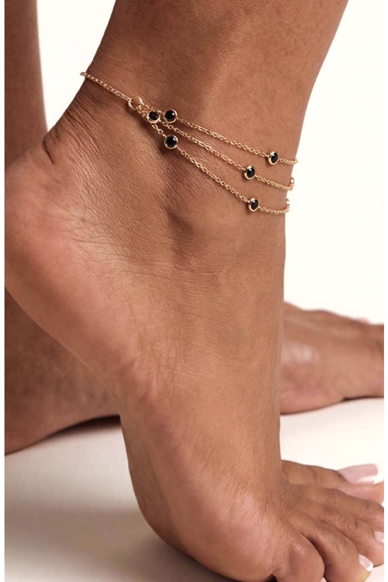 Fine Details Cubic Zirconia Anklet, Alternate, color, BLACK