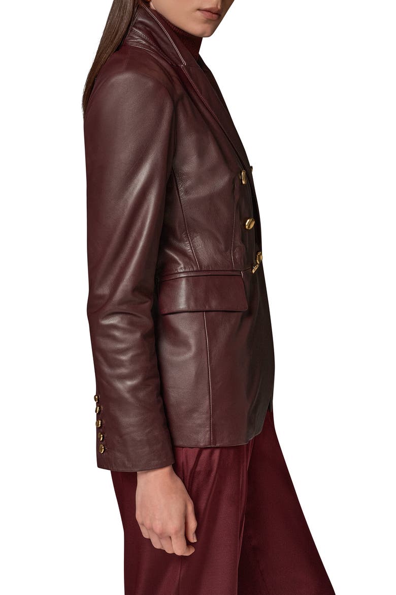 Double Breasted Leather Blazer, Alternate, color, BLACK CHERRY