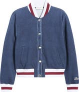 rag & bone Miramar Trompe l'Oeil Denim Collegiate Bomber Jacket