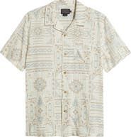 Pendleton Geo Print Linen Blend Camp Shirt
