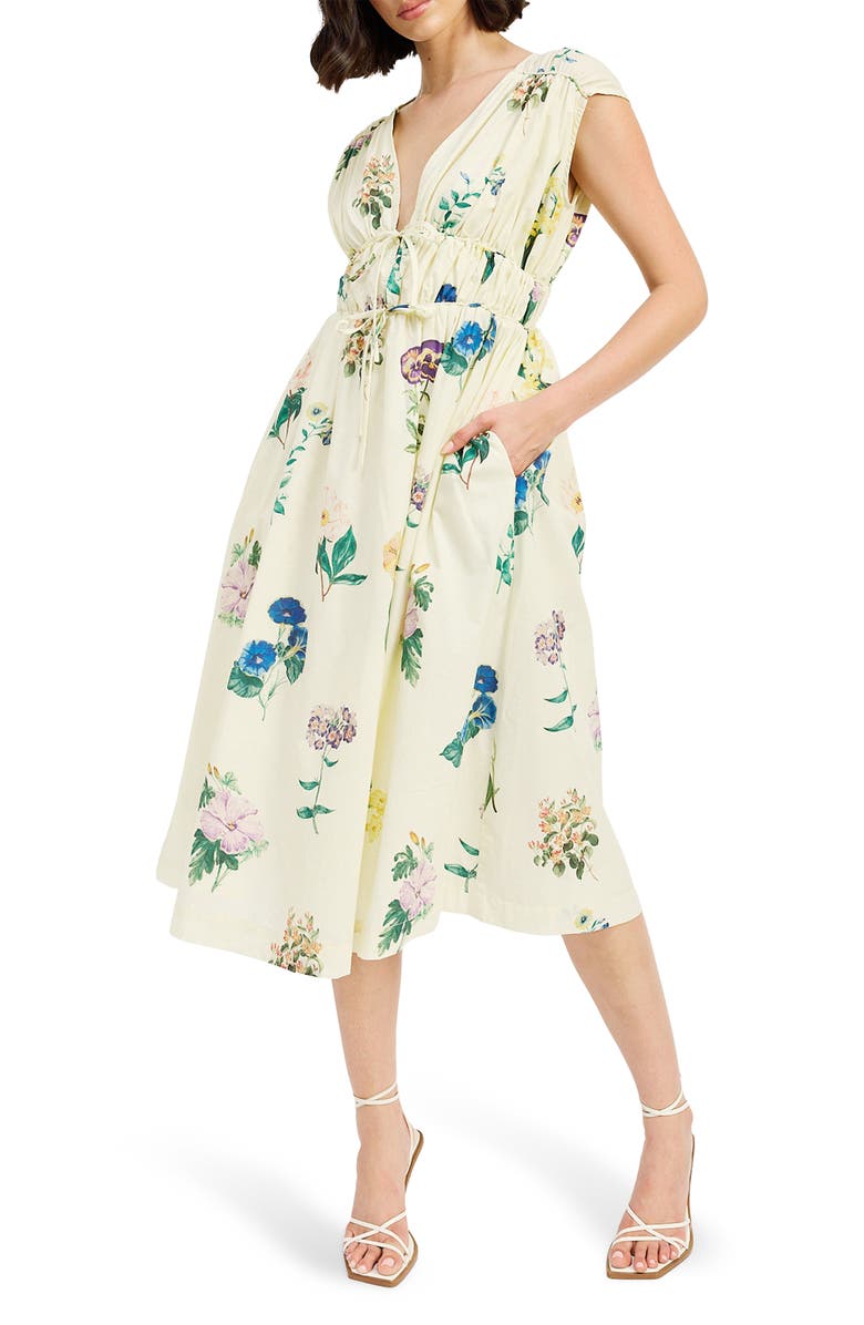 En Saison Ashley Floral Print Sleeveless Midi Dress, Alternate, color, Ivory Multi