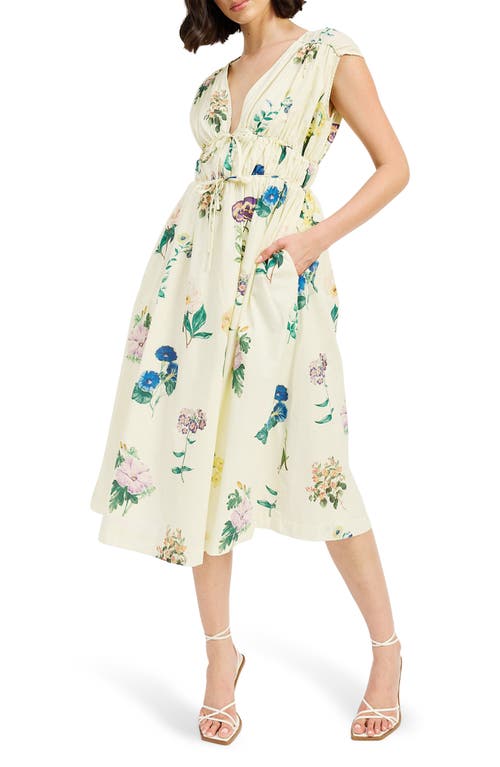 EN SAISON EN SAISON ASHLEY FLORAL PRINT SLEEVELESS MIDI DRESS