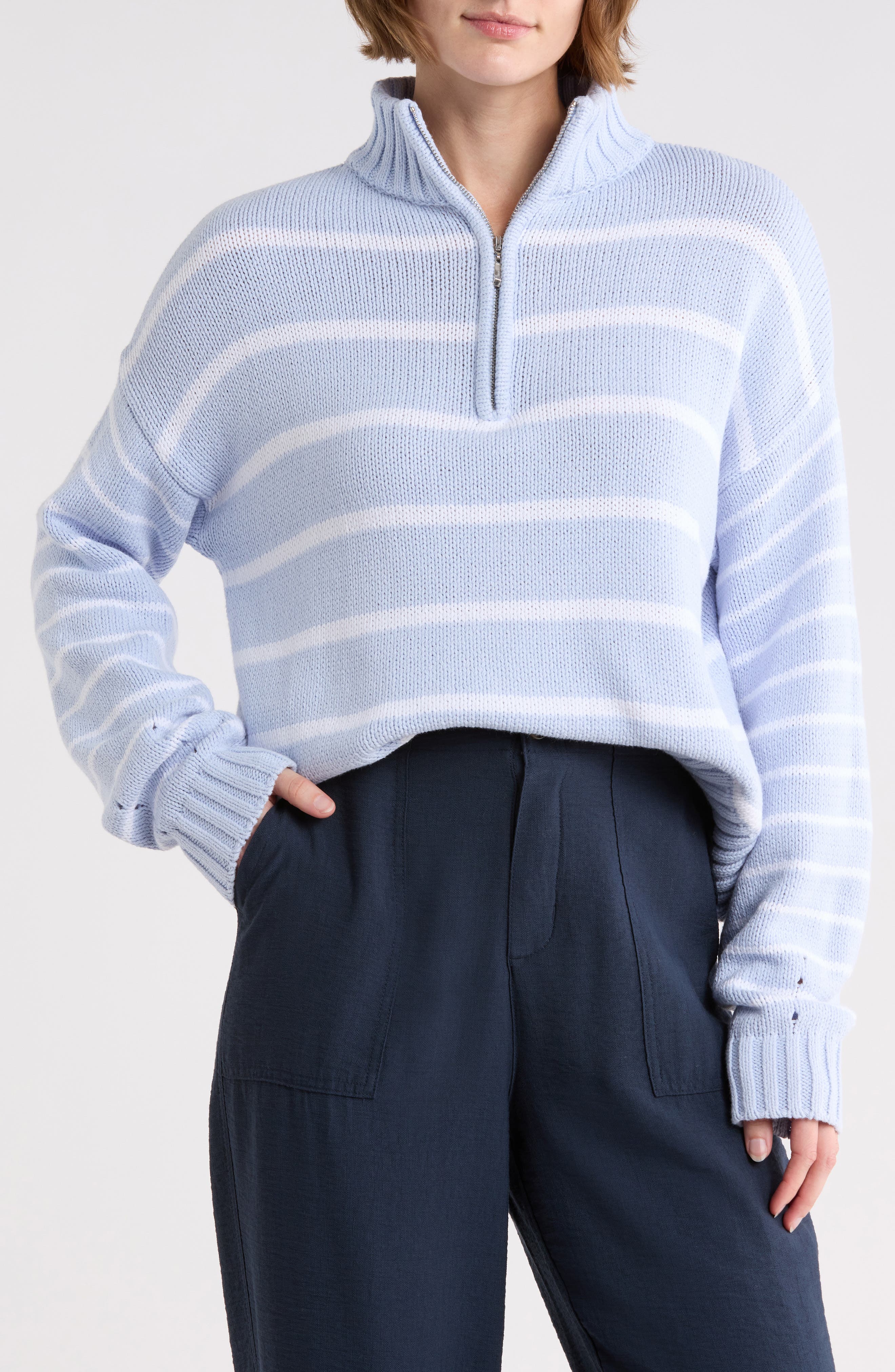 Cotton Blend Quarter Zip Sweater - image 5