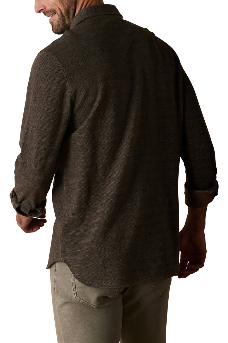 Textured Knit Long Sleeve Button-Up Shirt, Alternate, color, JAVA