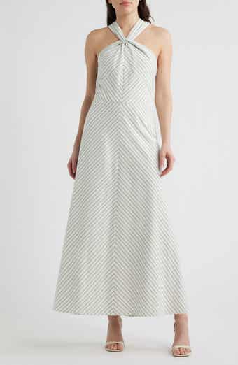 Knot Halter Stripe Midi Dress