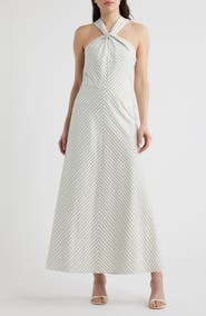 Parker Knot Halter Stripe Midi Dress