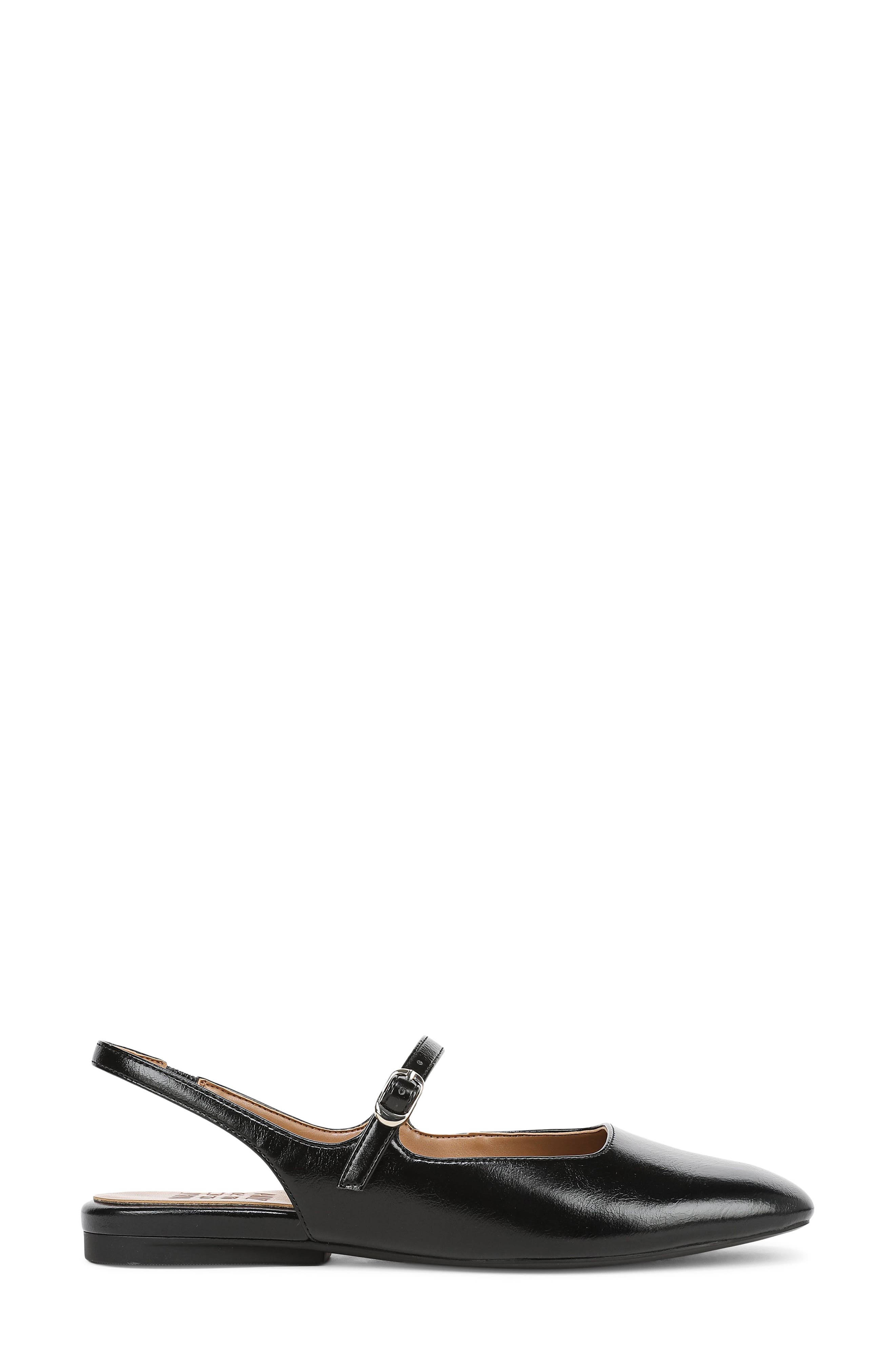 Naturalizer Anikka Slingback Flat, Alternate, color, Black Faux Leather