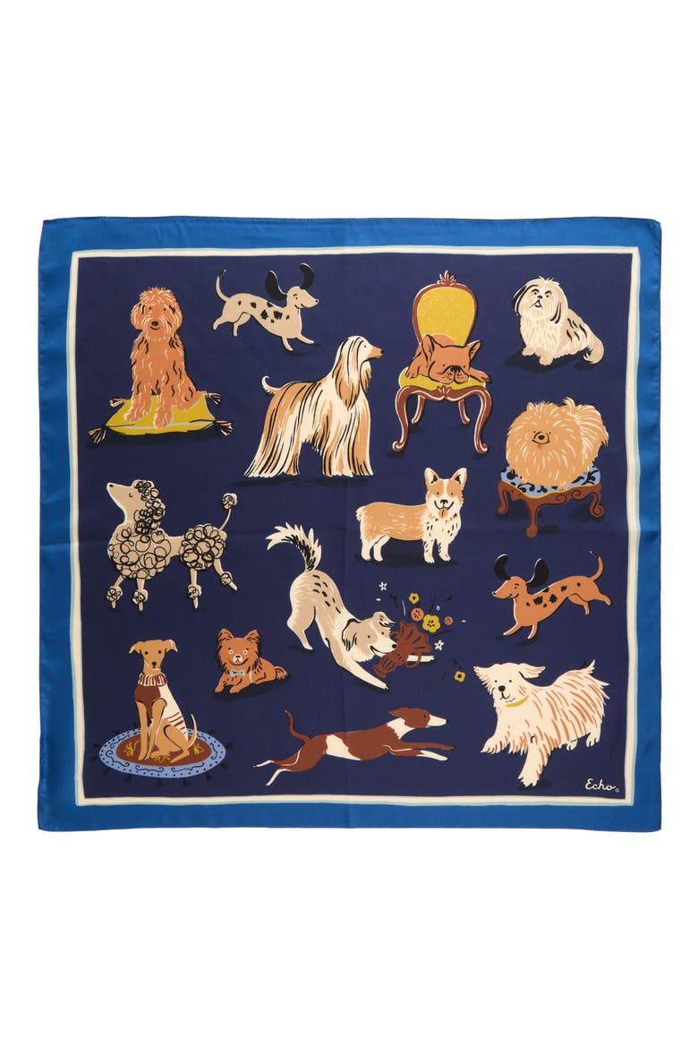 Doggie Daycare Silk Bandana, Alternate, color, NAVY