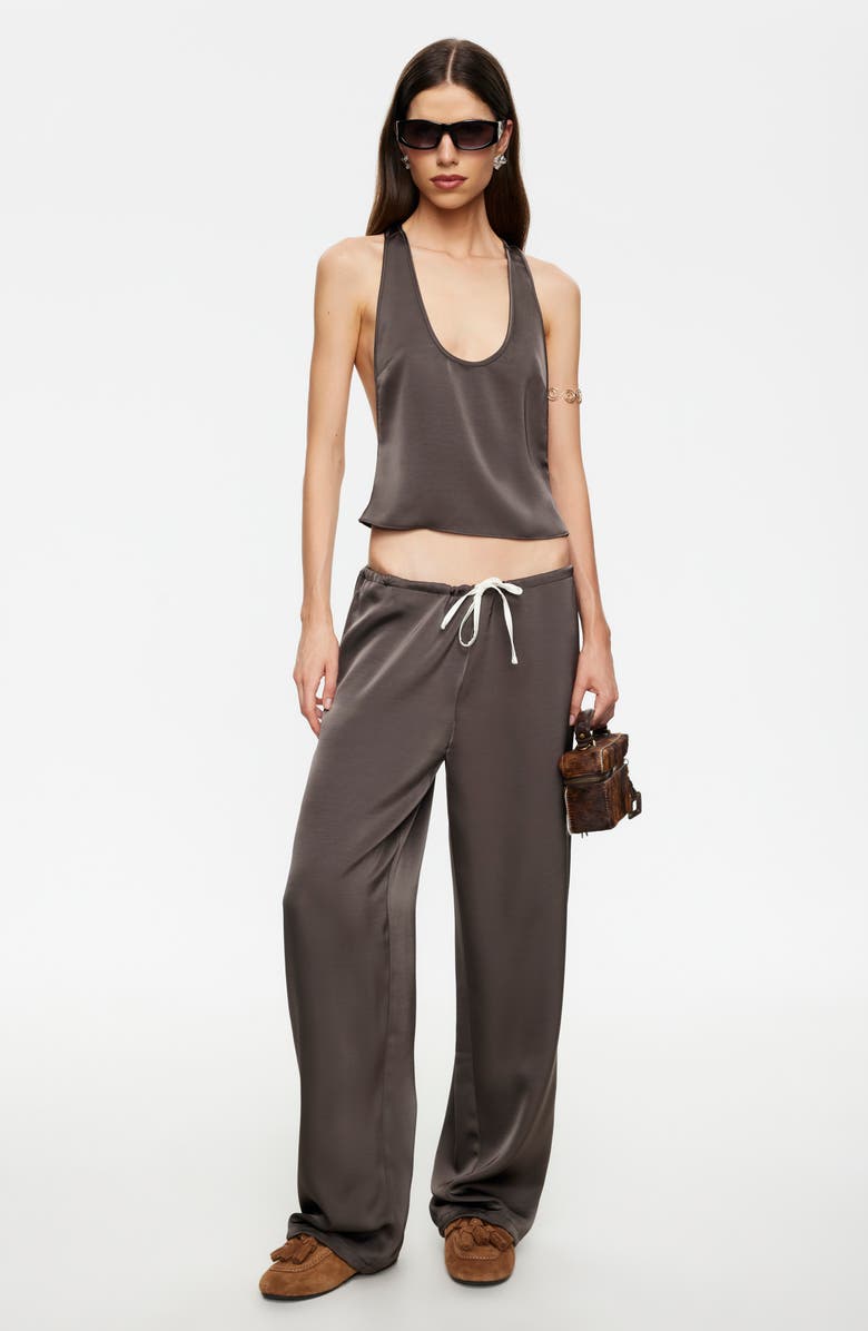 LIONESS Bare Crop Satin Tank, Alternate, color, Mocha