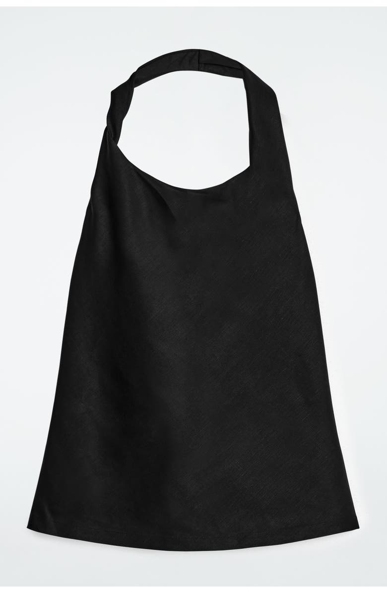 COS Twist-Detail Linen-Blend Top, Main, color, Black