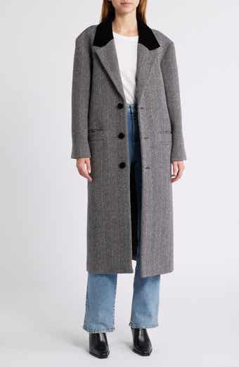 FRAME Herringbone Wool Blend Longline Coat