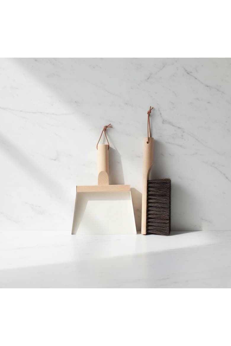 Andree Jardin Mr & Mrs Clynk Hand Brush, Dustpan, and Wall Hooks Set, Alternate, color, Cream