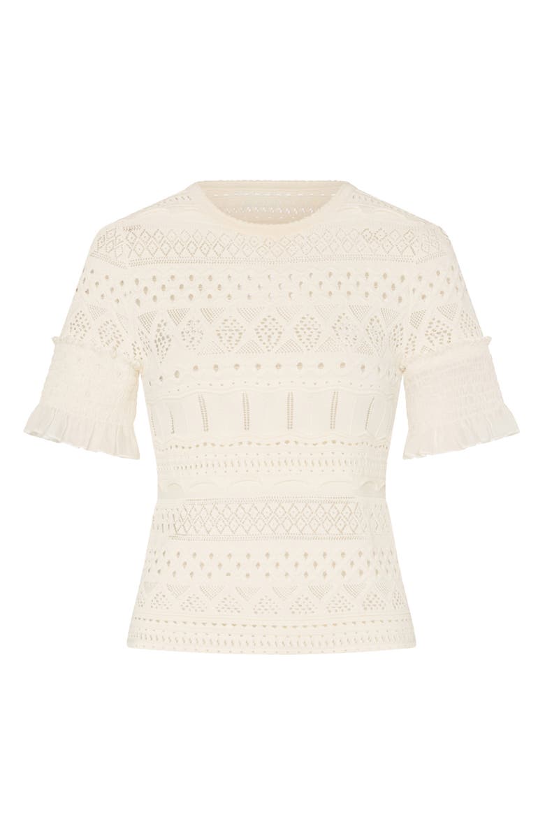 Milly Smocked Pointelle Stitch Sweater, Alternate, color, 