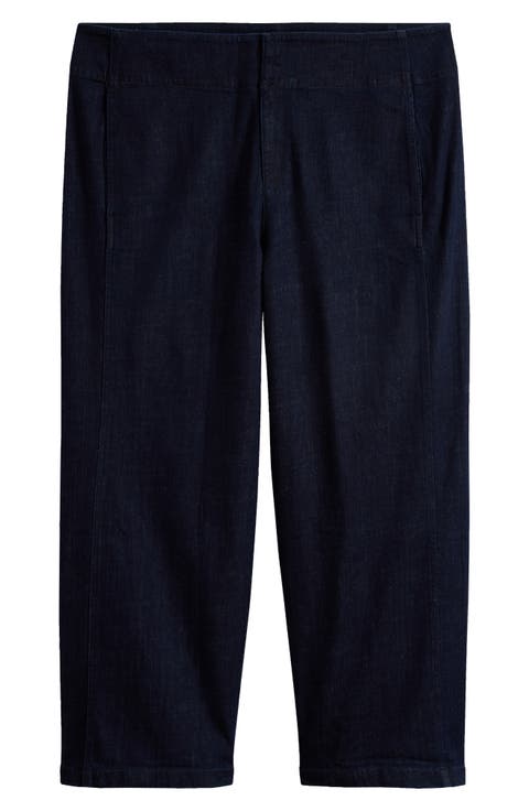 Wide Leg Denim Pants (Plus)