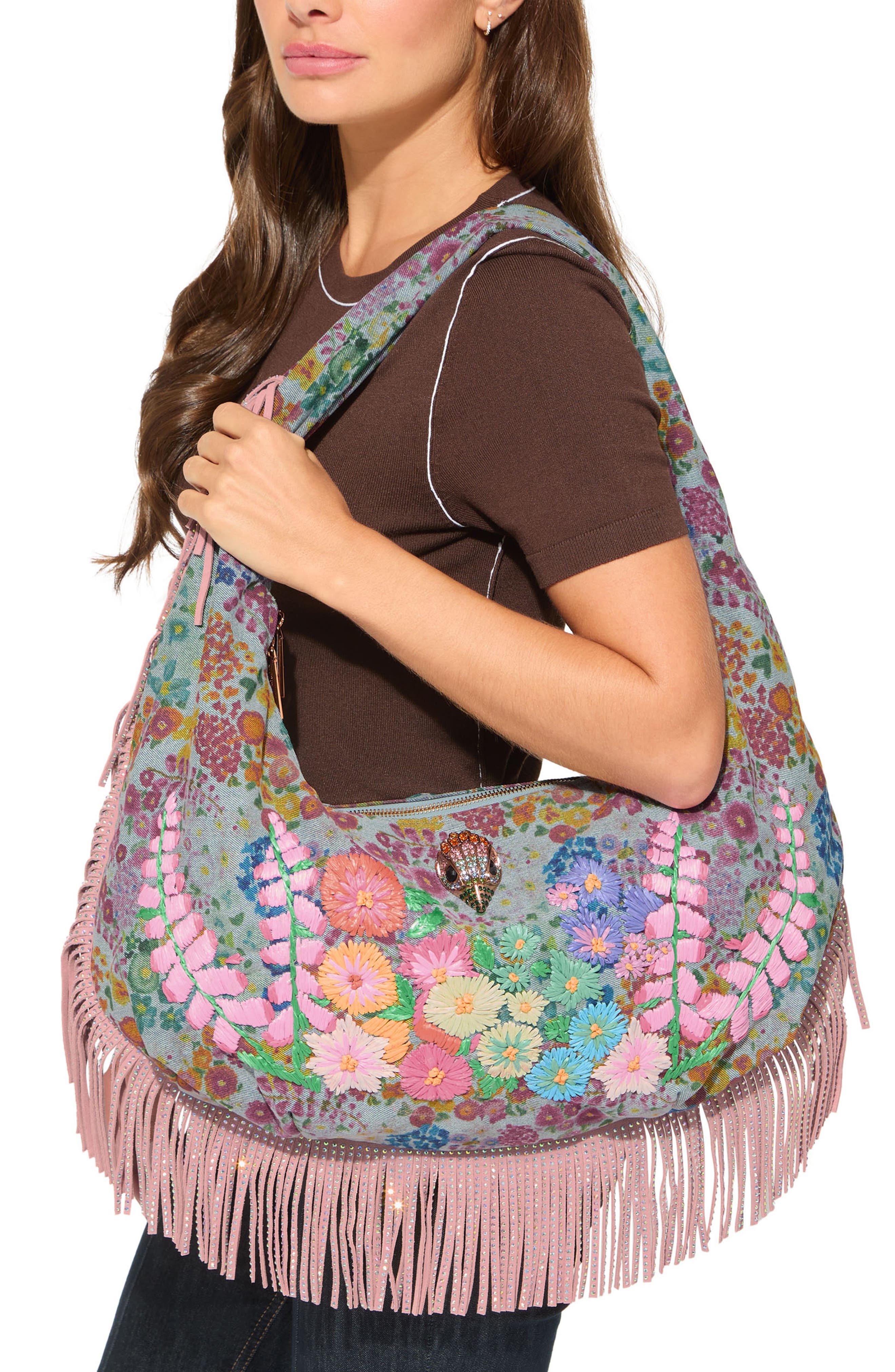 Large Shoreditch Fringe Hobo Bag, Alternate, color, BLUE/ PAL C