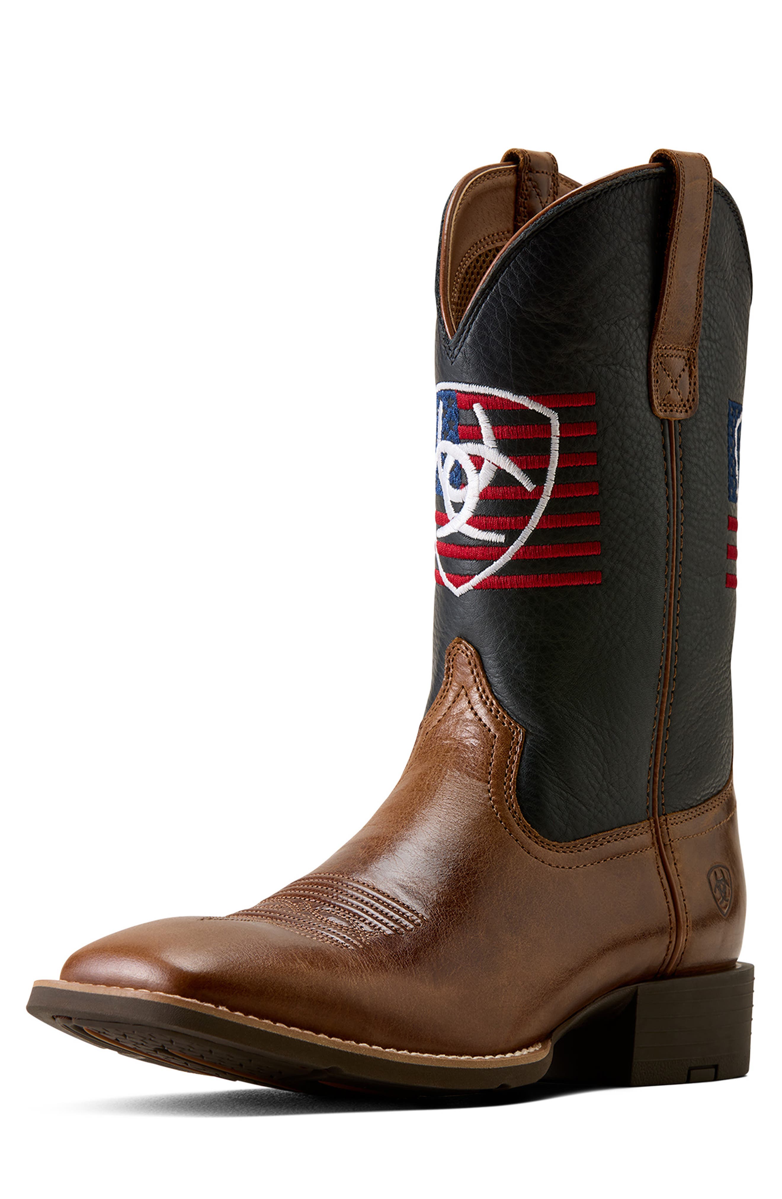 Sport Freedom Wide Square Toe Western Boot, Alternate, color, DARK TAN
