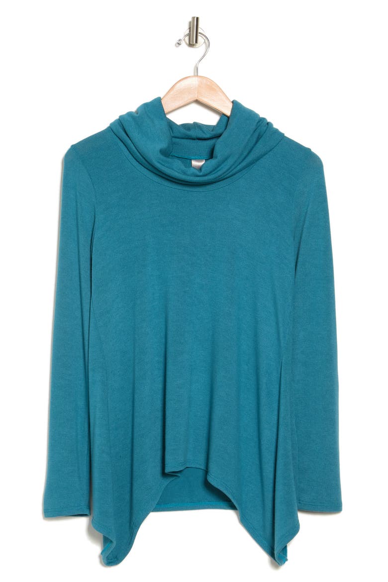 Cowl Neck Swing Hem Sweater, Alternate, color, SKYDIVER