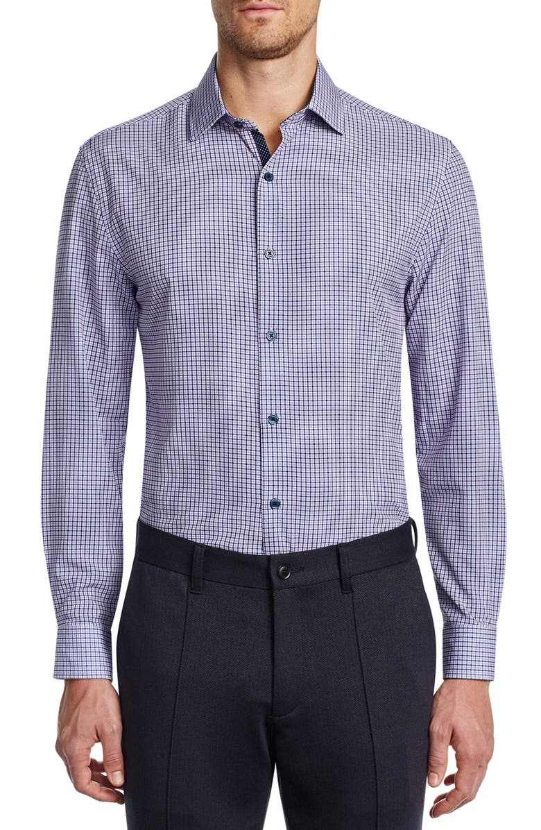 W.R.K Trim Fit Performance Stretch Check Dress Shirt, Main, color,