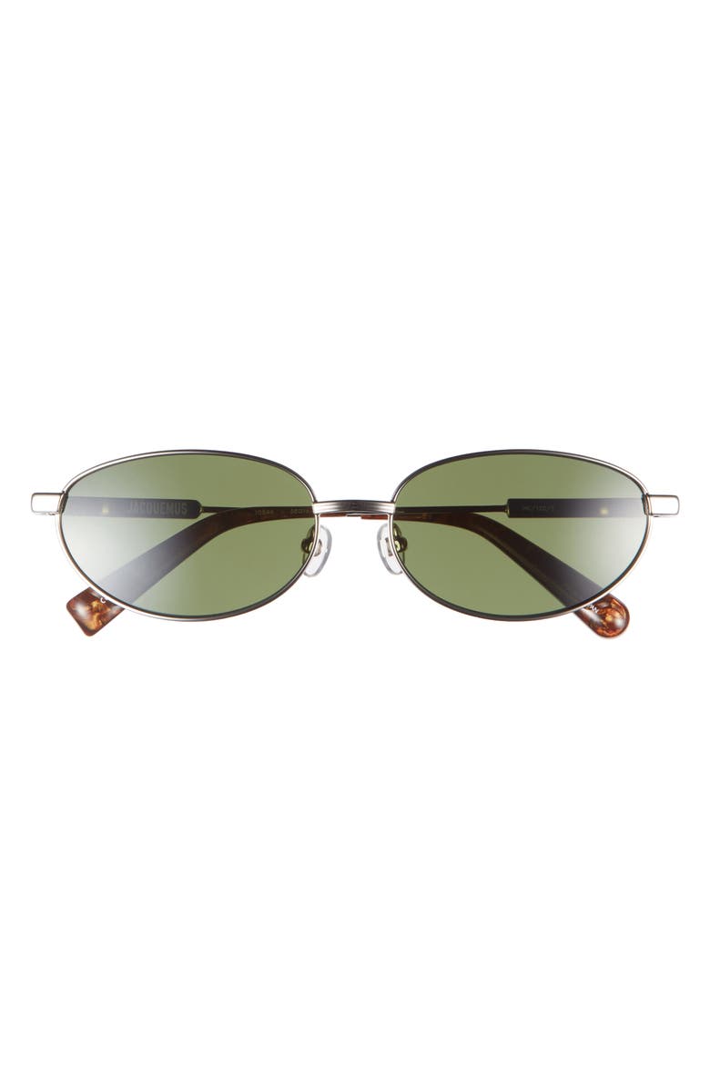 Jacquemus The Alba Aviator Sunglasses, Main, color, Silver/Wood/Green