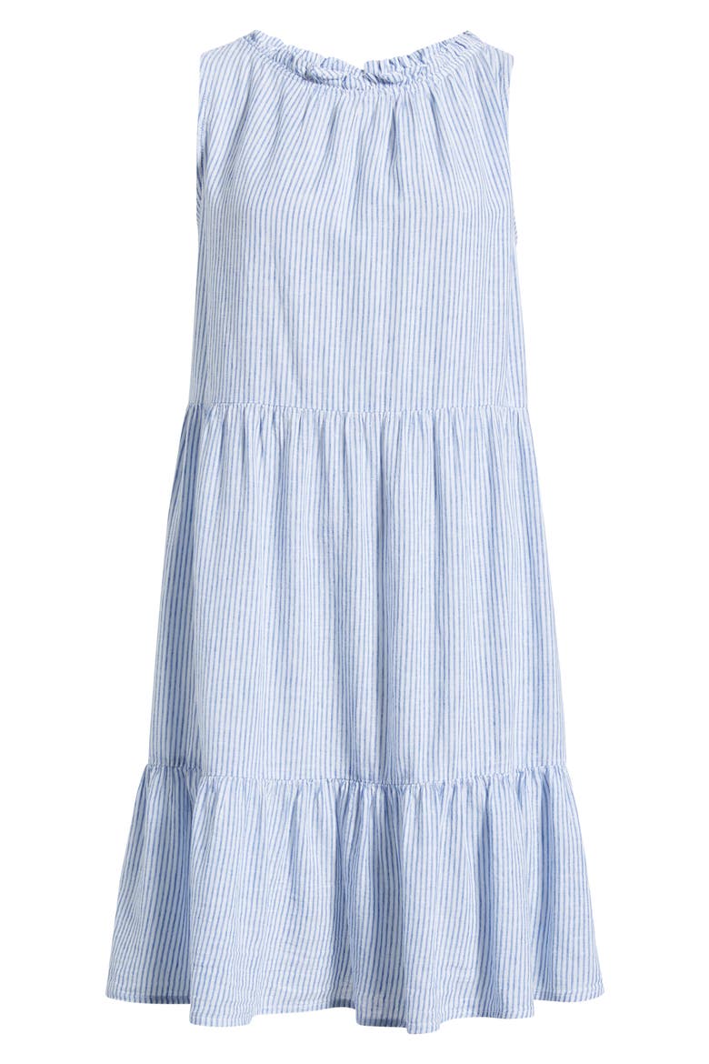 Saison Sleeveless Tiered Linen & Cotton Dress, Alternate, color, BLUEBERRY CHEESECAKE