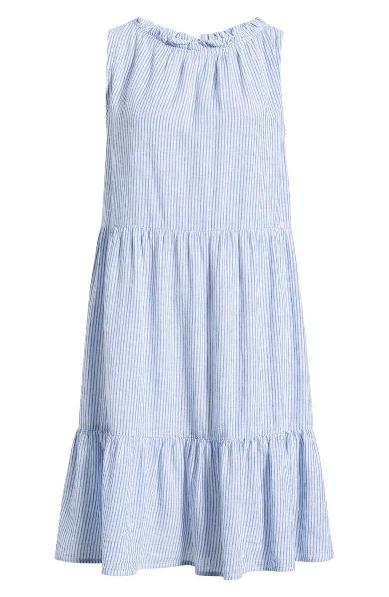 beachlunchlounge Saison Sleeveless Tiered Linen & Cotton Dress, Alternate, color, Blueberry Cheesecake