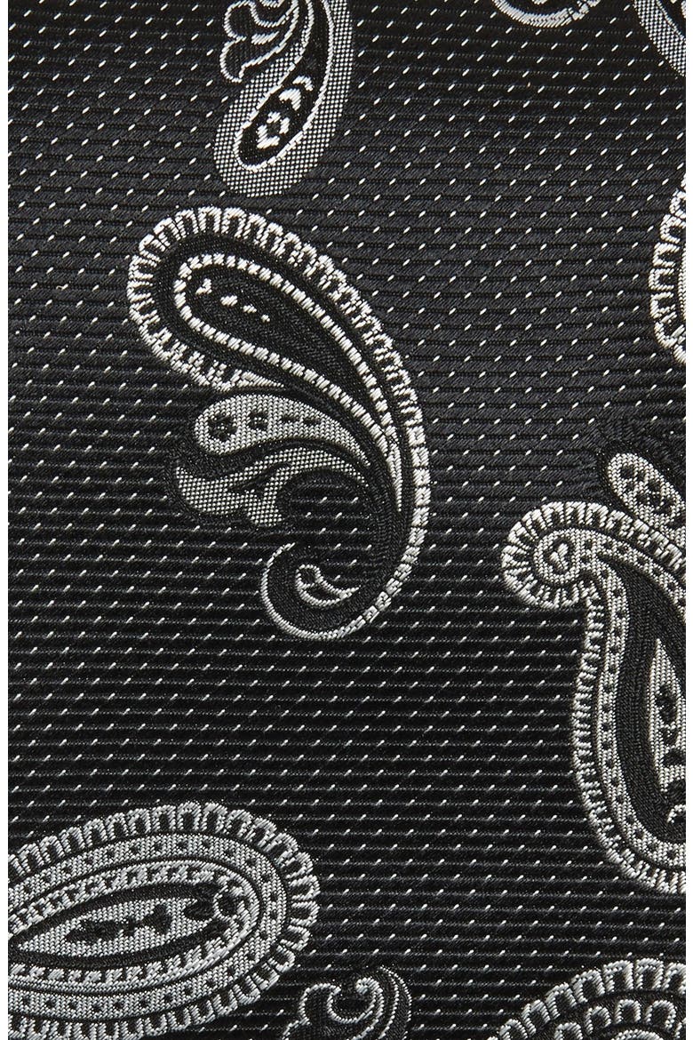 Paisley Silk Tie, Alternate, color, BLACK/ SILVER