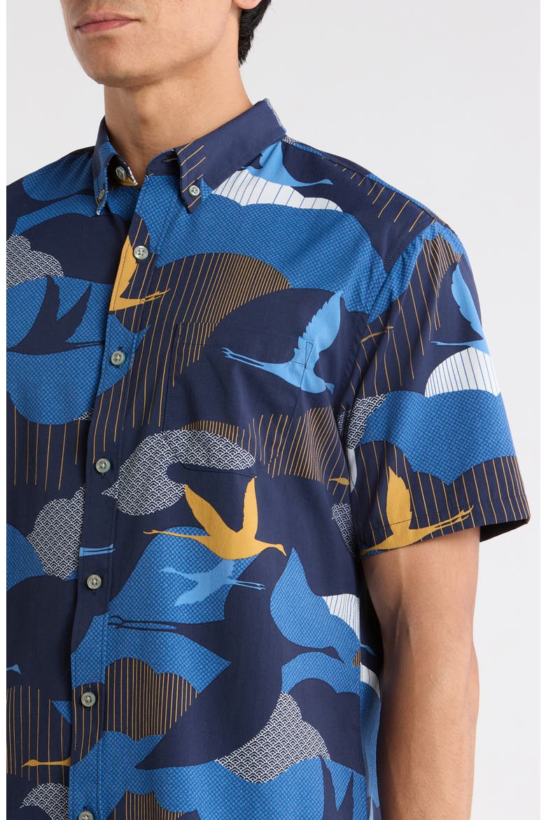 Take Flight Short Sleeve Button-Down Shirt, Alternate, color, NAVY