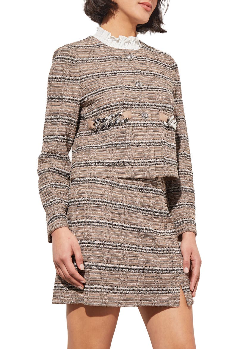 Heritage Crop Tweed Jacket, Alternate, color, JAVA/BLK/IVO