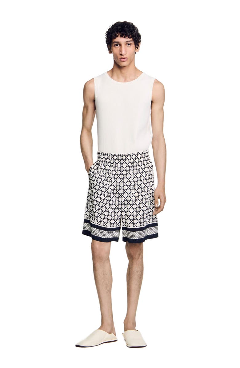 SANDRO Patterned Flowy Bermuda shorts, Alternate, color, Hazel