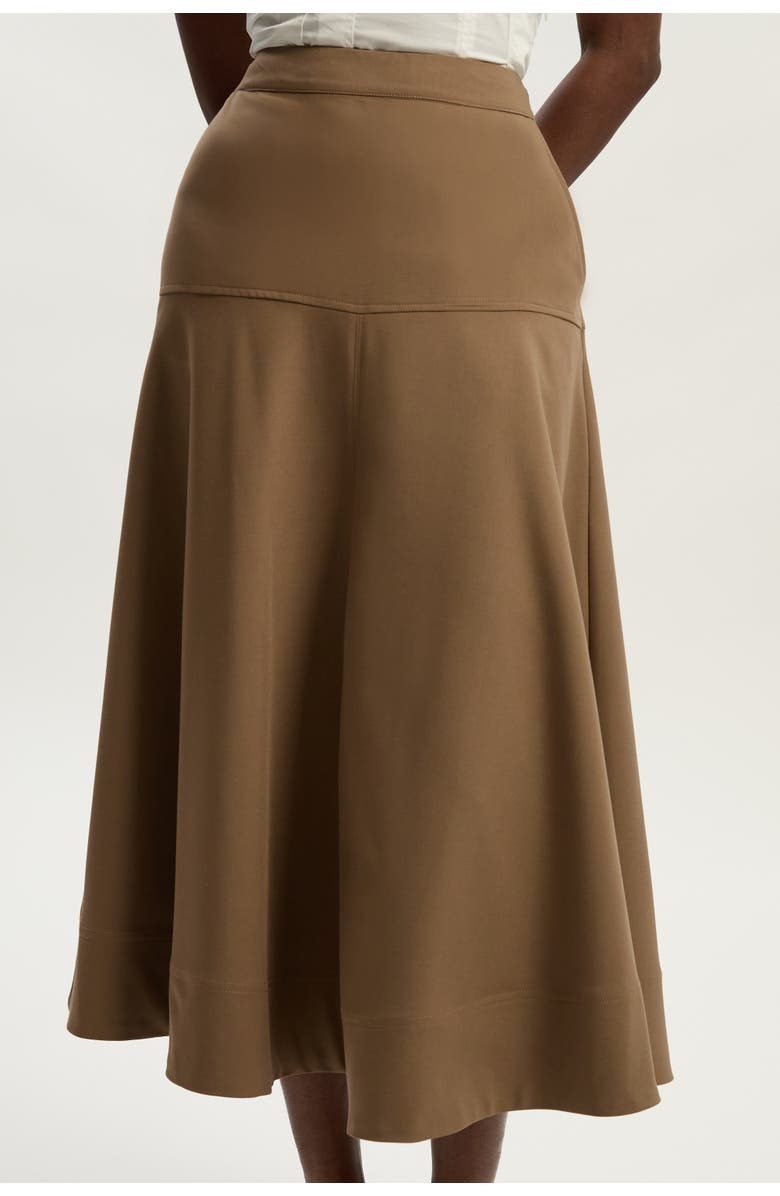 Karen Millen Viscose Blend Tailored Full Skirt, Main, color, Camel